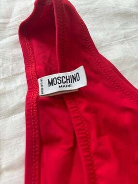 Moschino Mare Red High-Cut Bikini Bottoms Size L